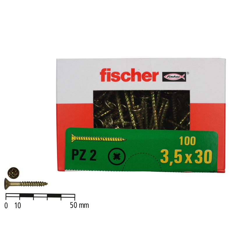 fischer Power-Fast Schrauben PZ 2 3,5 x 30 - 100 Stück
