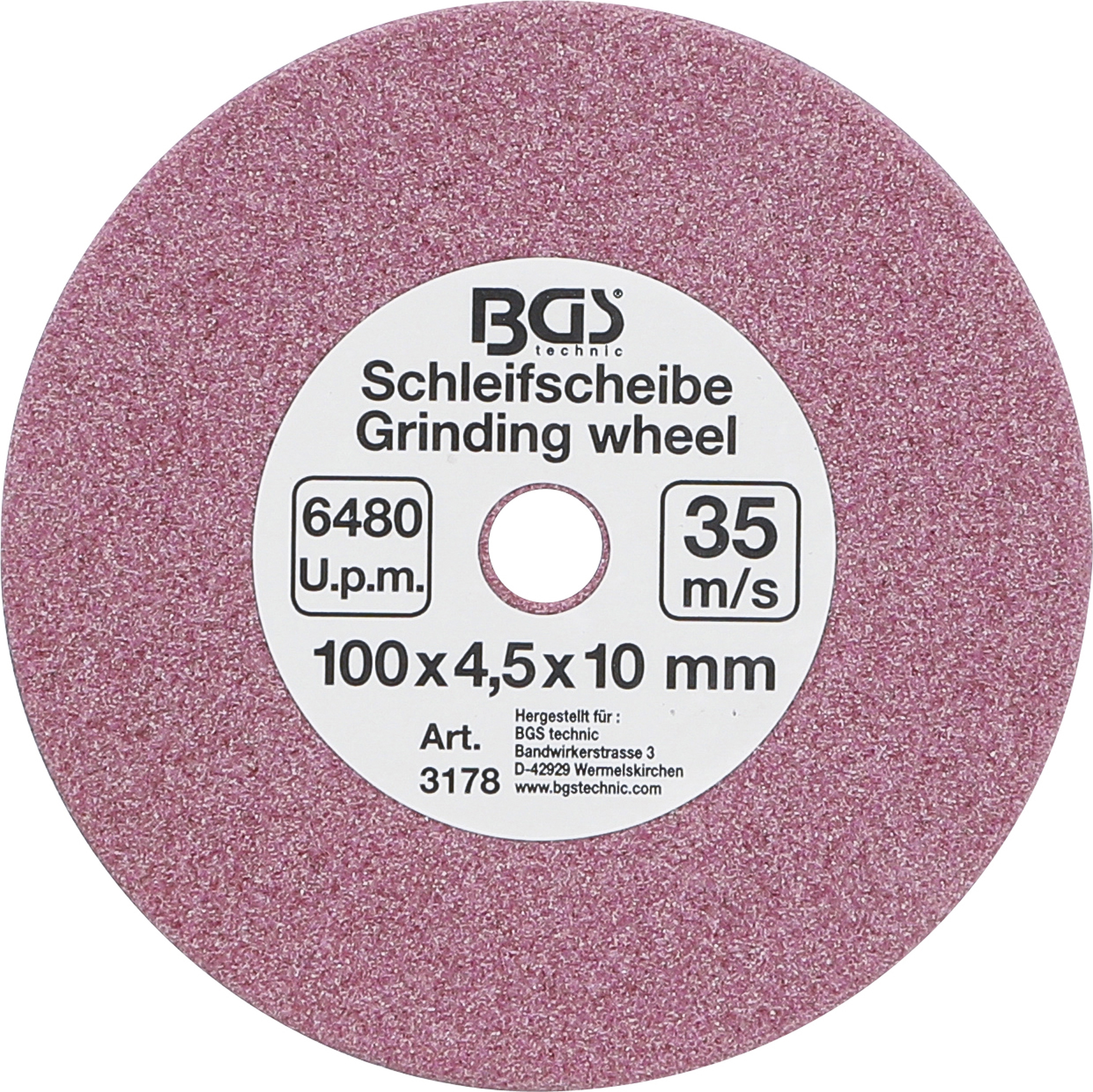 Schleifscheibe 100x4,5x10 mm (10 (3/8)+0,404") für Art. 3180 BGS 3178