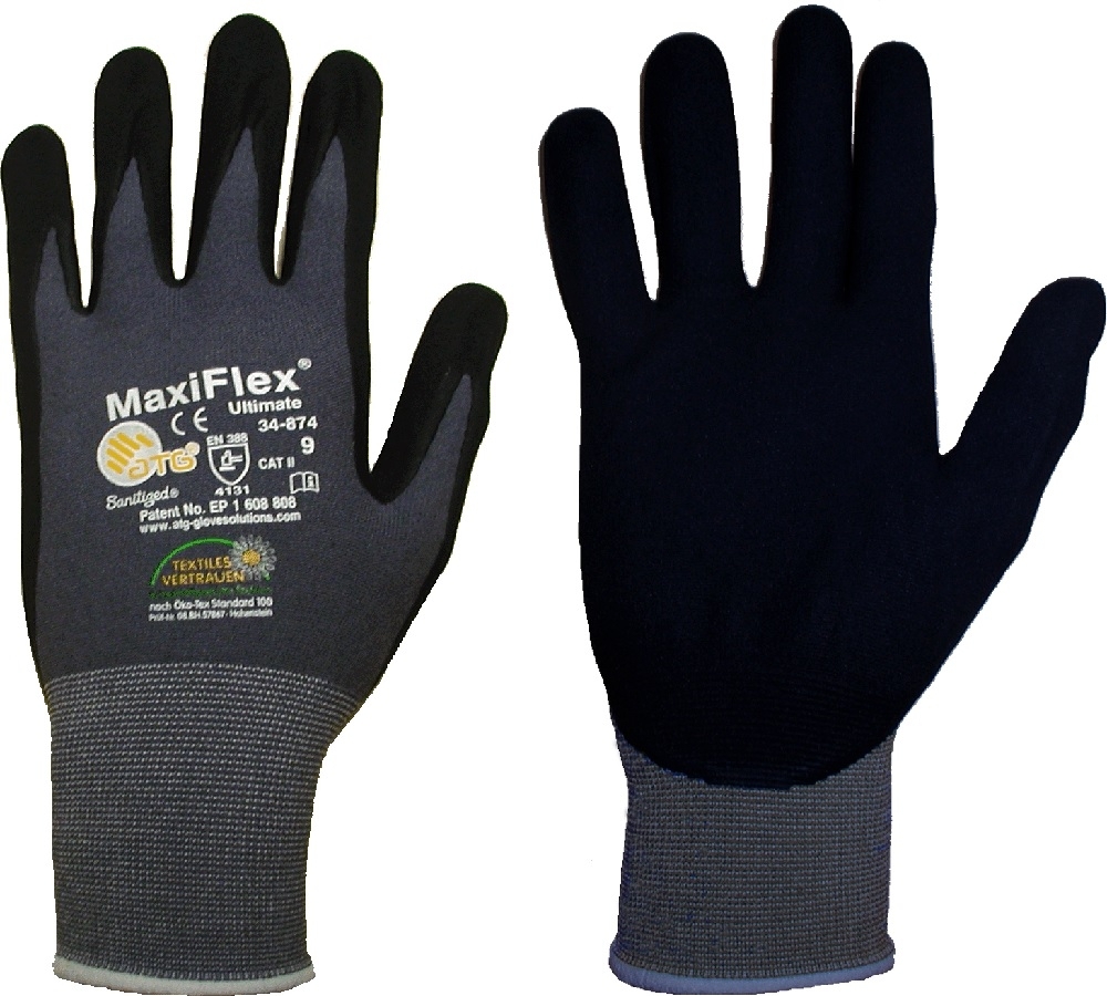 MaxiFlex Ultimate 34-874, Nylon-Strick-Handschuh schwarz - Gr. 9