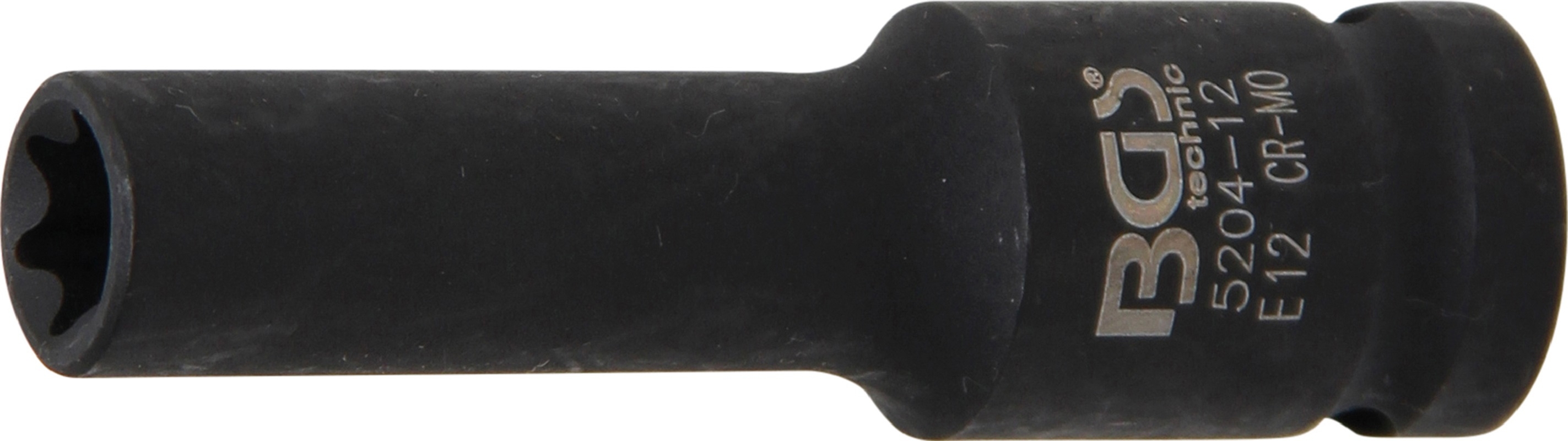 Kraft-Steckschlüssel-Einsatz E-Profil, tief | Antrieb Innenvierkant 12,5 mm (1/2") | SW E12 mm - BGS 5204-12