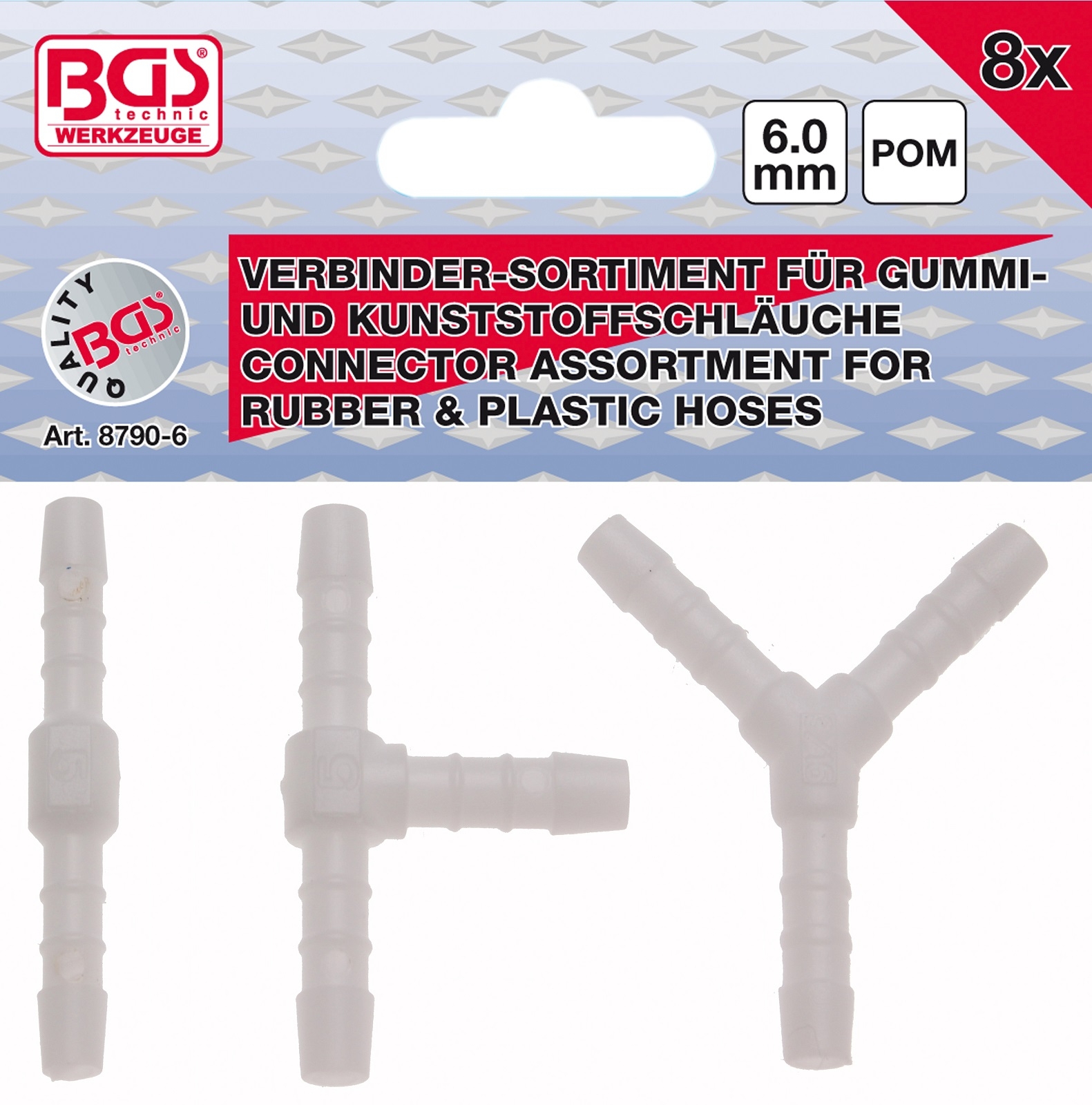 Schlauchverbinder-Sortimente | kraftstoffbeständig | 6 mm | 8 tlg. - BGS 8790-6