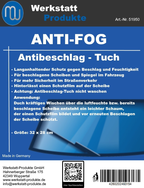 MW Anti-Fog -  Antibeschlag - Tuch