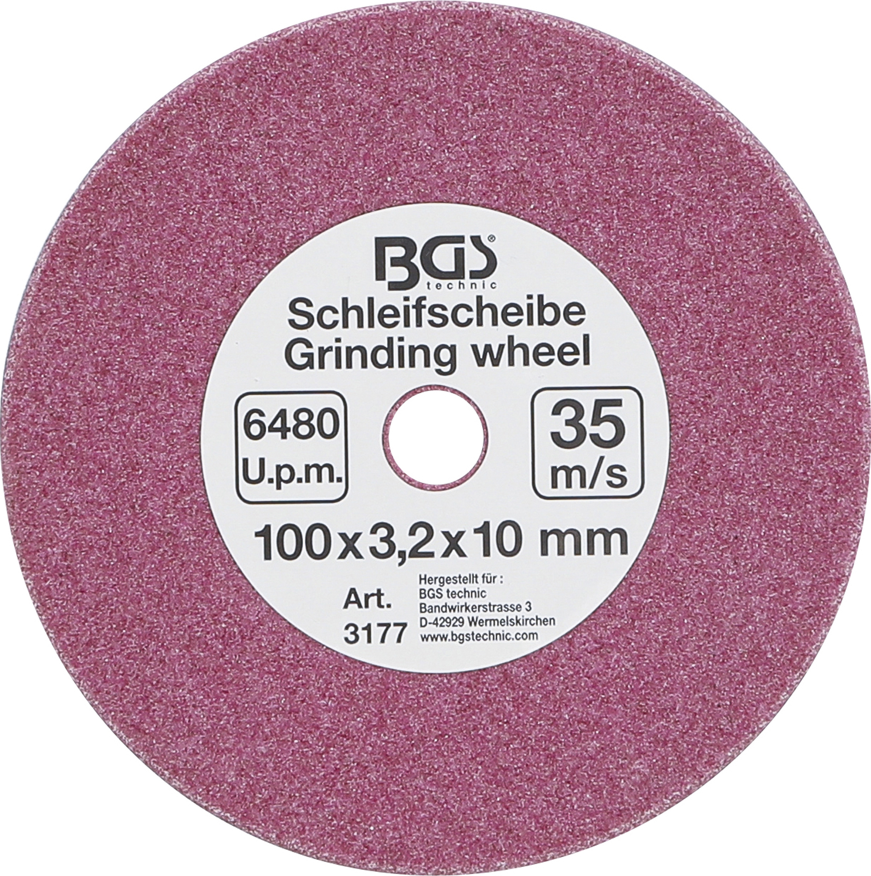 Schleifscheibe 100x3,2x10 mm (6,3 (1/4), 0,325" und 10 (3/8)) für Art. 3180  BGS 3177