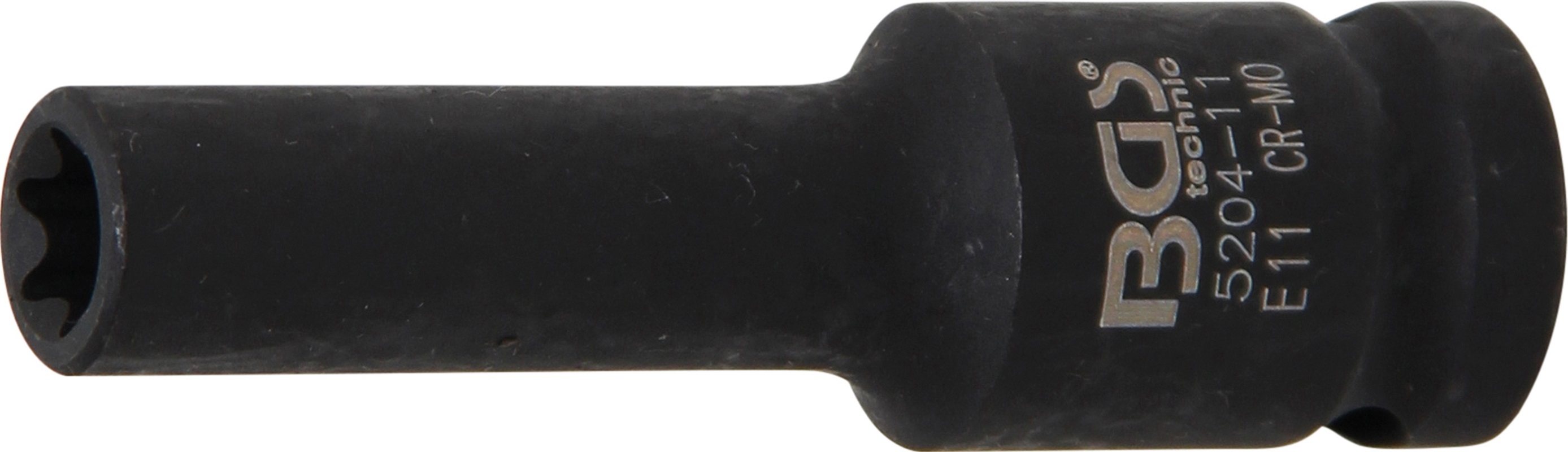 Kraft-Steckschlüssel-Einsatz E-Profil, tief | Antrieb Innenvierkant 12,5 mm (1/2") | SW E11 mm - BGS 5204-11