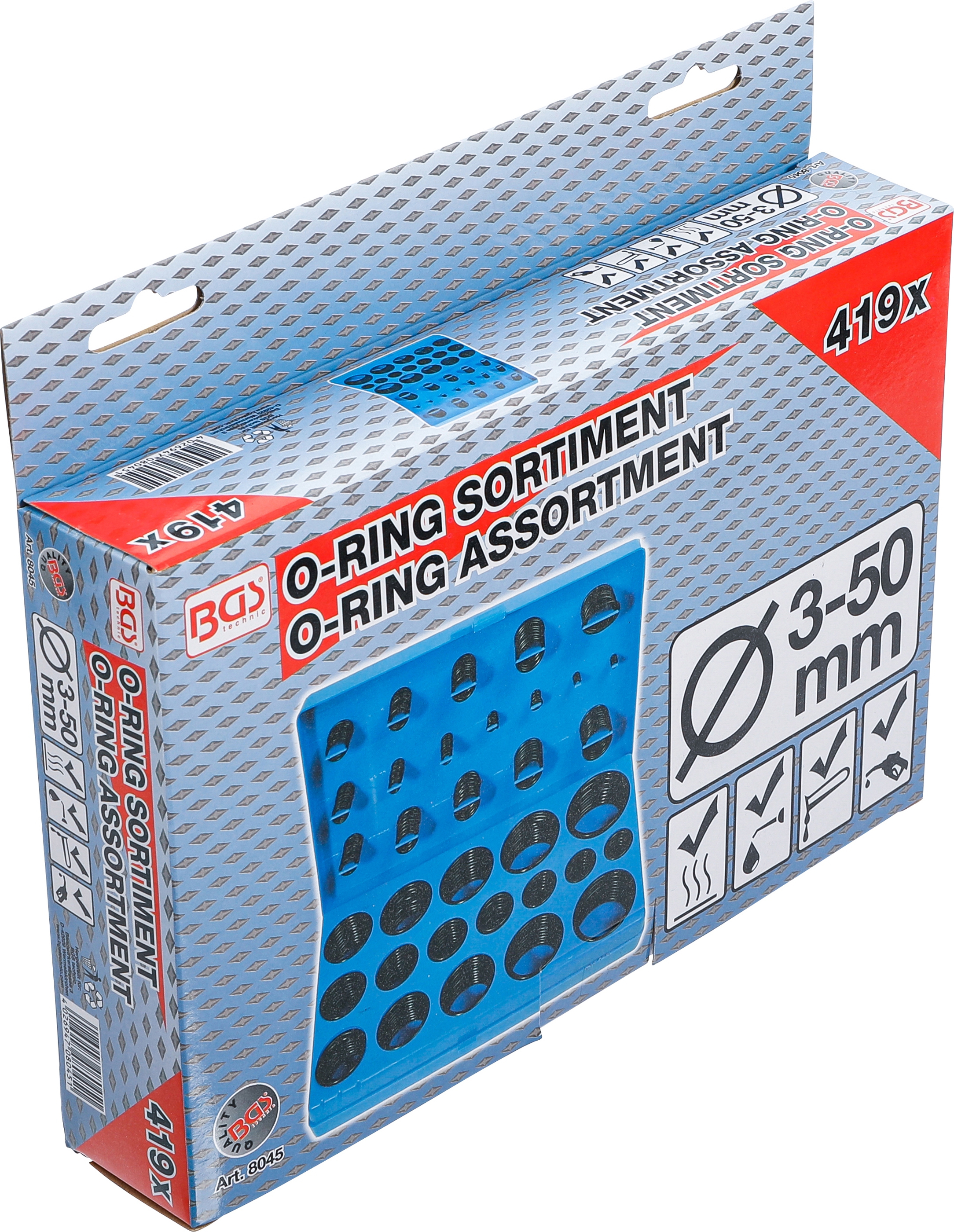 O-Ring-Sortiment, Ø 3 - 50 mm, 419-tlg. BGS 8045
