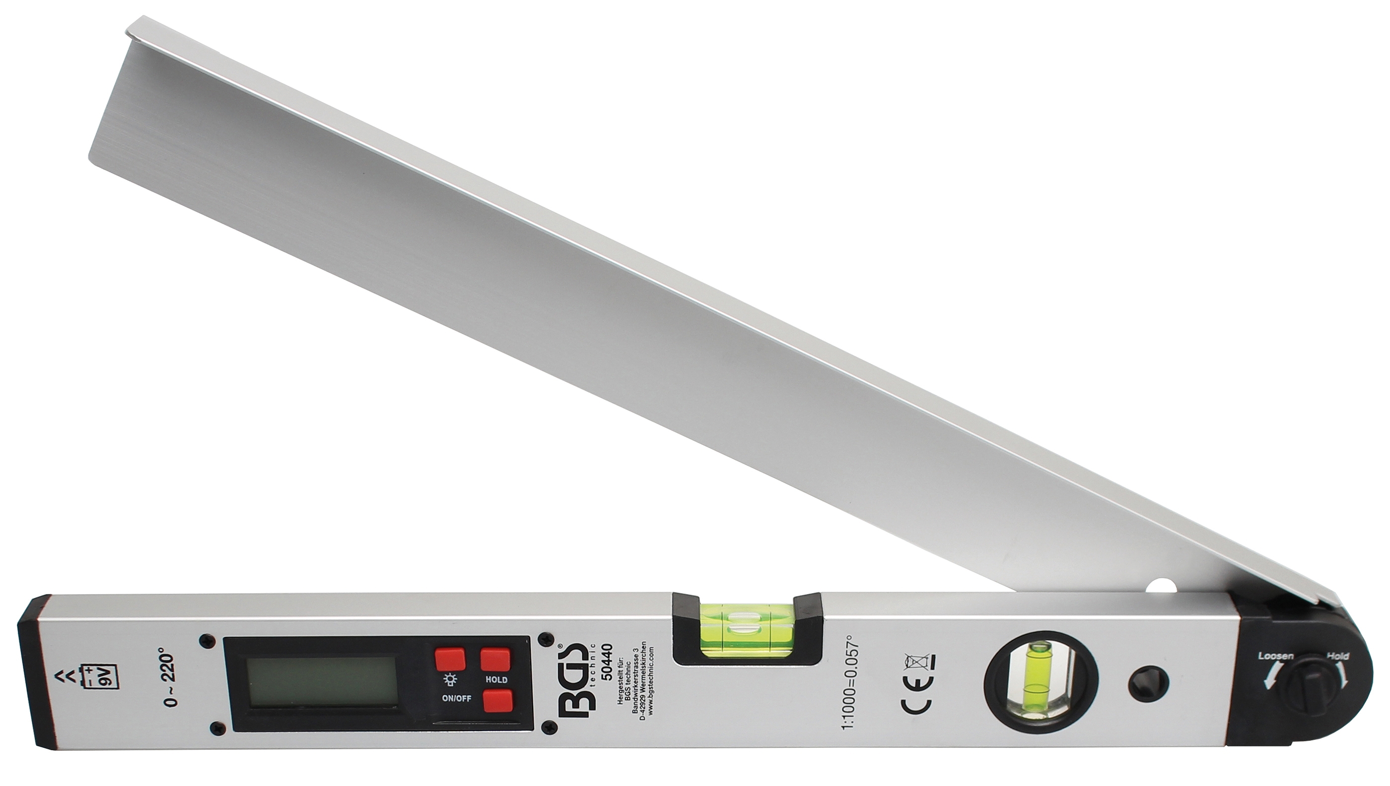 Digitaler LCD-Winkelmesser mit Wasserwaage | 450 mm - BGS 50440