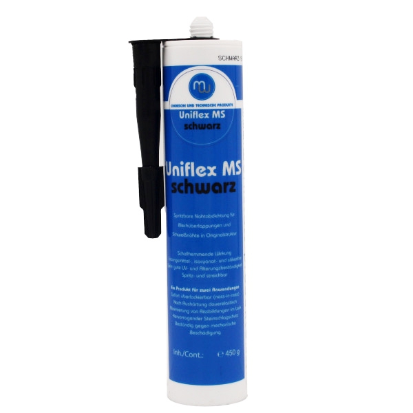 MW Uniflex MS Polymer schwarz Spritzbare Nahtabdichtung Karosseriedichtmasse 450g