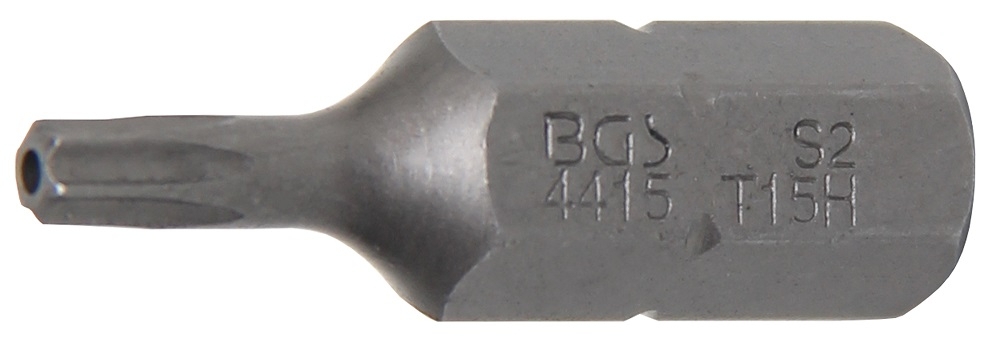 Bit | Antrieb Außensechskant 8 mm (5/16") | T-Profil (für Torx) mit Bohrung T15 - BGS 4415