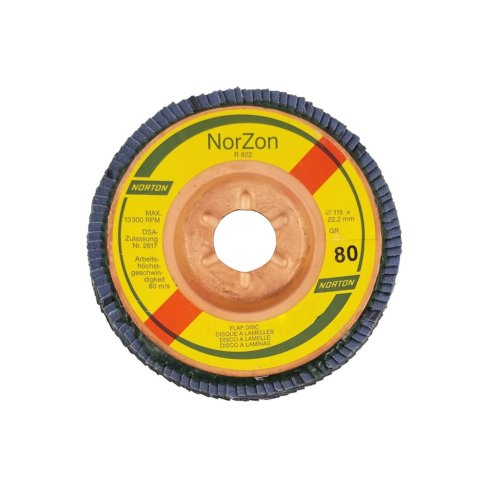 Fächerscheibe Norton NorZon 115 x 22,2mm Korn 80 zirkon Flap Disc