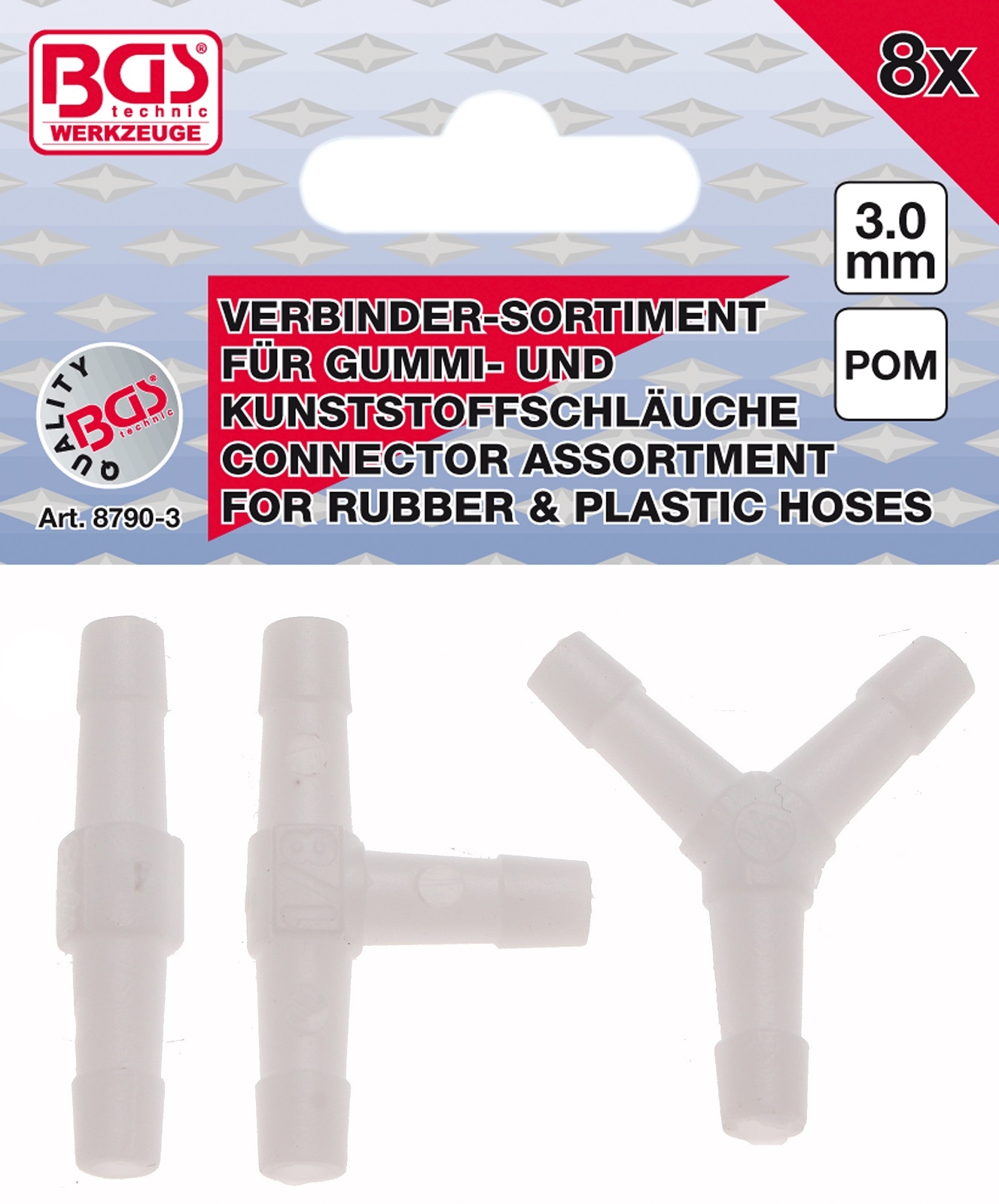 Schlauchverbinder-Sortimente | kraftstoffbeständig | 3 mm | 8 tlg. - BGS 8790-3