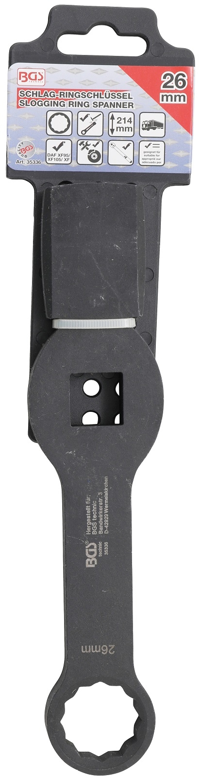 Schlag-Ringschlüssel | Zwölfkant | mit 2 Schlagflächen | SW 26 mm - BGS 35336