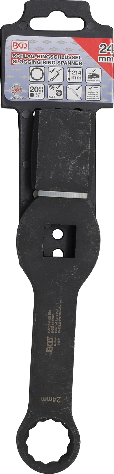 Schlag-Ringschlüssel | Zwölfkant | mit 2 Schlagflächen | SW 24 mm - BGS 35334