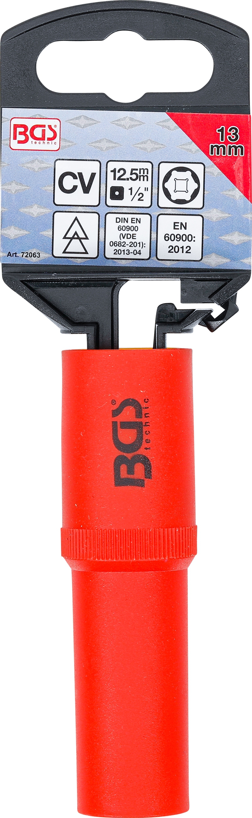VDE-Steckschlüssel-Einsatz Sechskant | Antrieb Innenvierkant 12,5 mm (1/2") | SW 13 mm