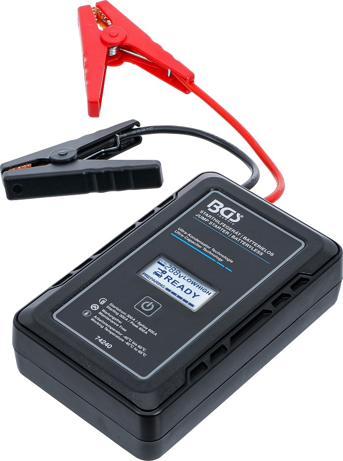 Starthilfegerät | Batterielos | mit Ultra-Kondensator Technologie | 12 V / 300 A / 600 A BGS 74240