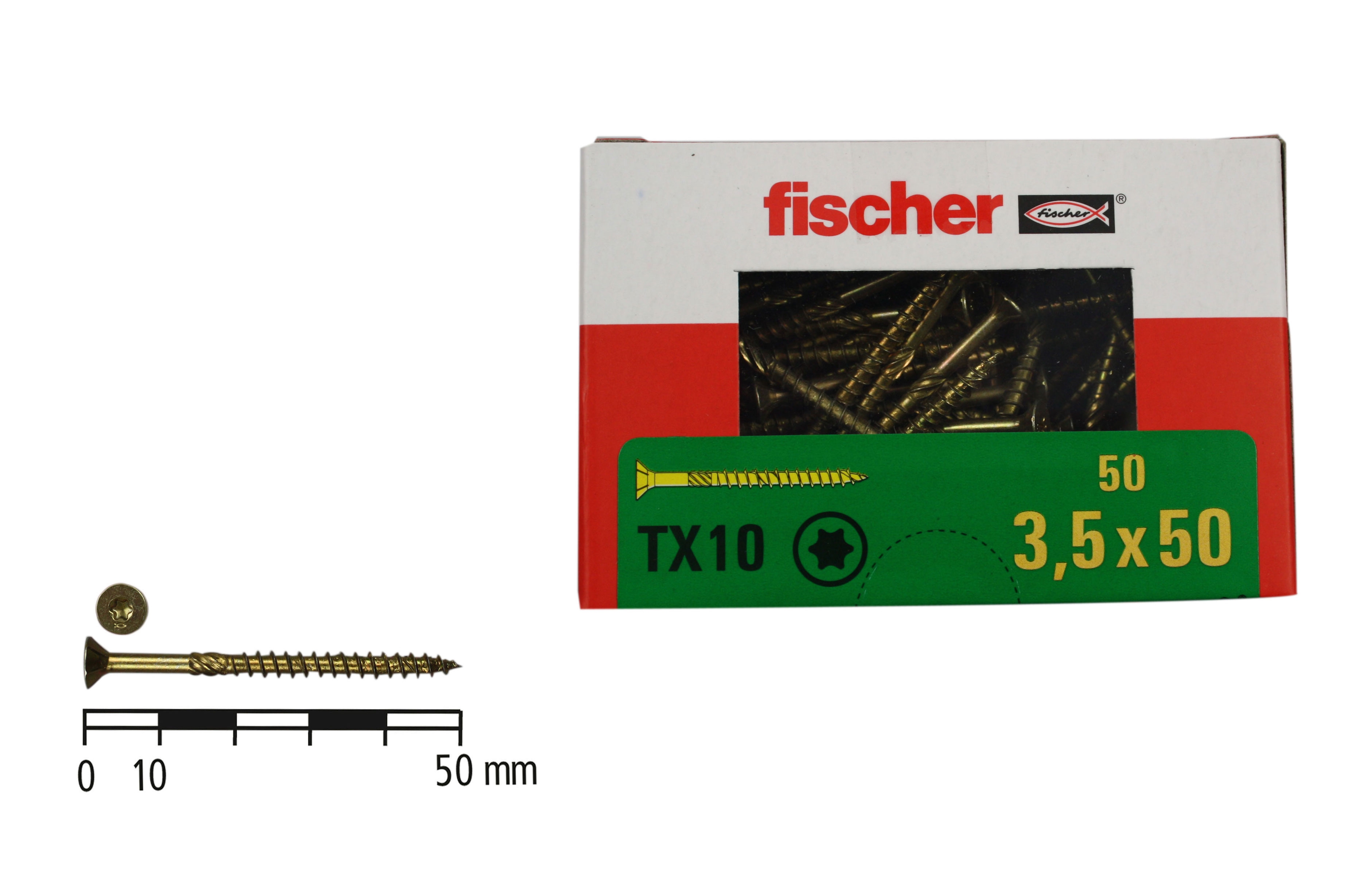 fischer Power-Fast Schrauben TX10 3,5 x 50 - 50 Stück
