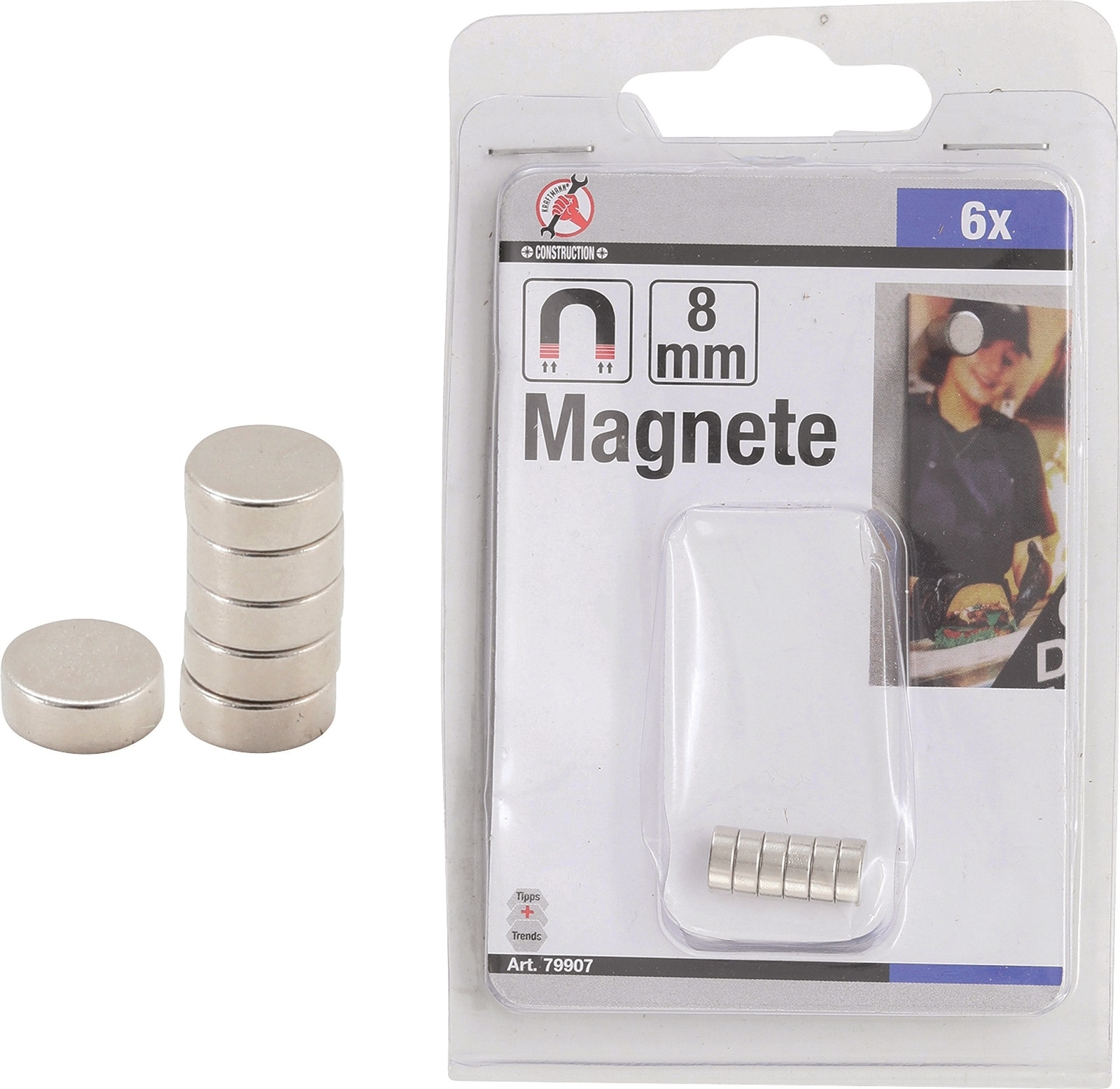 Magnet-Satz | extra stark | Ø 8 mm | 6-tlg. - BGS 79907