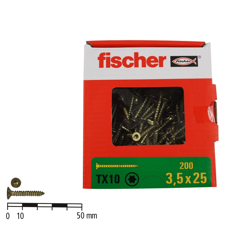 fischer Power-Fast Schrauben TX10 3,5 x 25 - 200 Stück