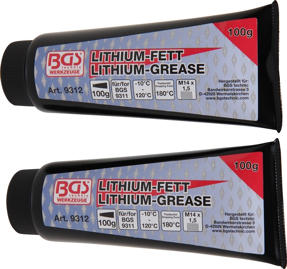 Lithium-Fett für Mini-Fettpresse Art. 9311 | 2 Tuben - BGS 9312