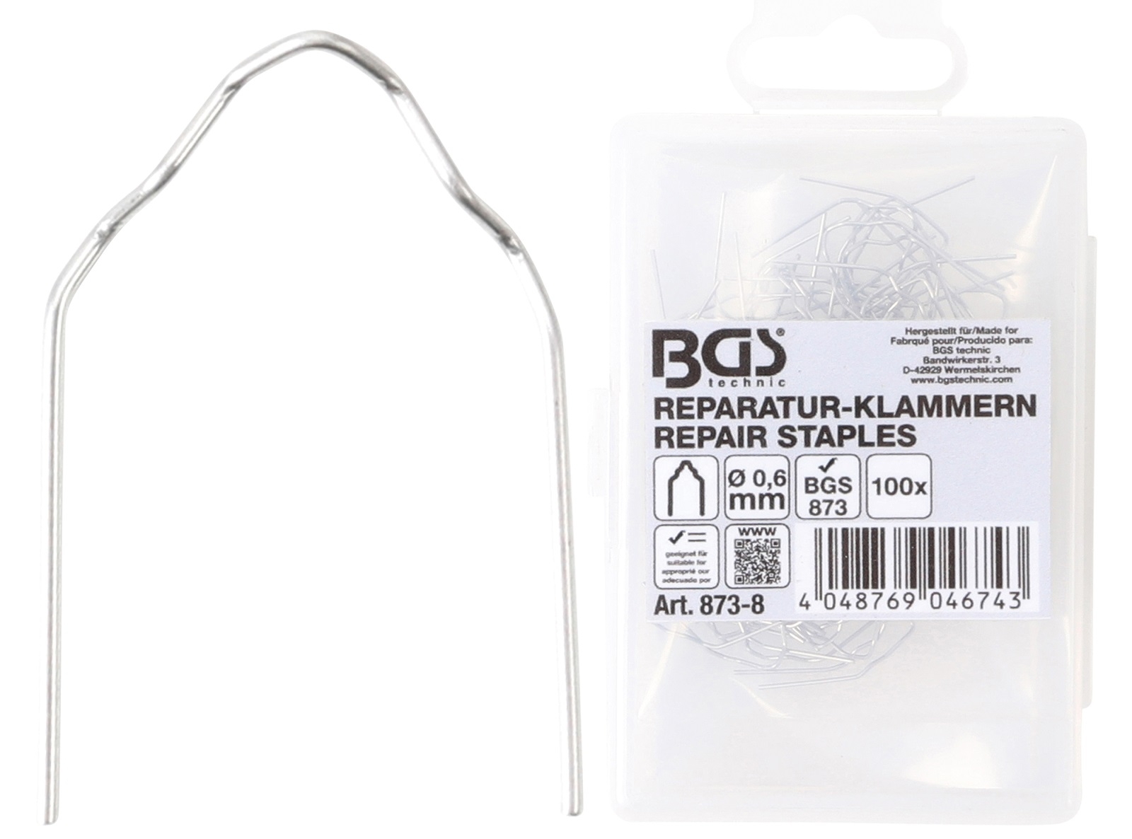 Reparatur-Klammern | V-Form | Ø 0,6 mm | 100-tlg. - BGS 873-8