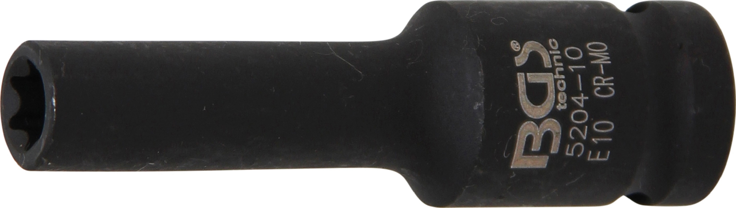 Kraft-Steckschlüssel-Einsatz E-Profil, tief | Antrieb Innenvierkant 12,5 mm (1/2") | SW E10 mm - BGS 5204-10