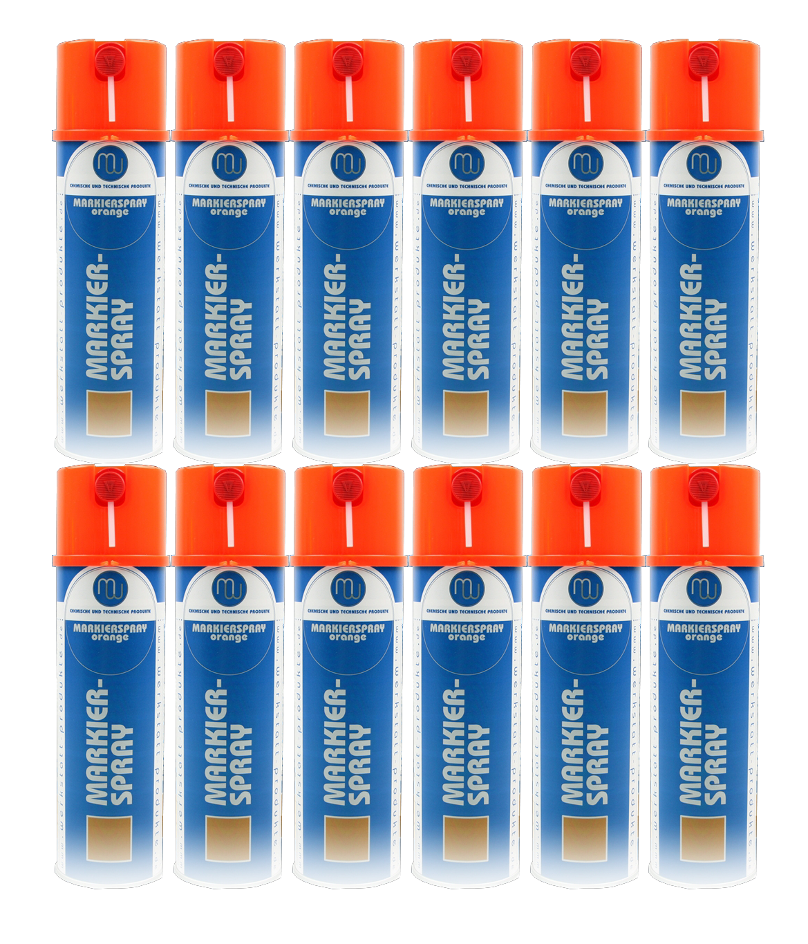12 x MW Markierungsfarbe orange Spraydose 500ml